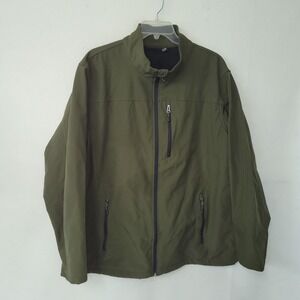 Swiss Tech Jacket Men 2XL 50 52 Military Green Zip Up Lightweight Softshell‎